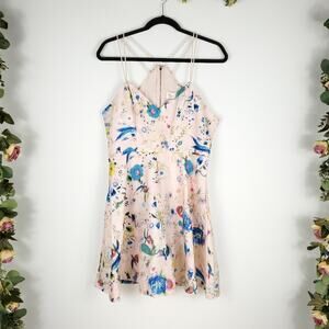 L'ATISTE Watercolor Pink Floral Dress Large
